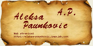 Aleksa Paunković vizit kartica